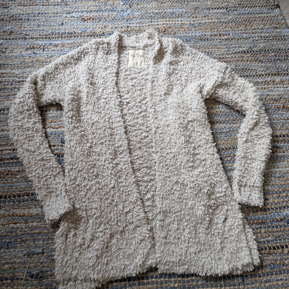 Hollister Piled Fleece Sherpa Teddy Coat Cardigan M Beige Cozy Festival Transiti - Picture 3 of 7